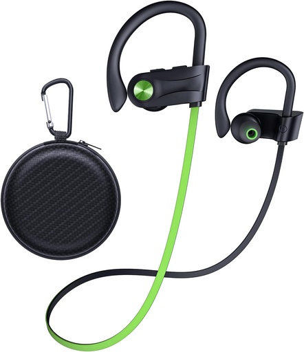 [T2] JOYWISE Bluetooth Headphones, Wireless Earbuds IPX7 Waterproof Headphones with Earhooks for Sports